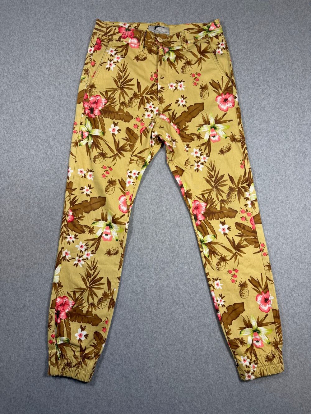 Golden Denim Silence Is Golden Mens Jogger Jean Tropical Floral 32 Made in USA